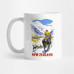 New Zealand Sheep Droving Vintage Poster 1930s Mug